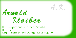 arnold kloiber business card